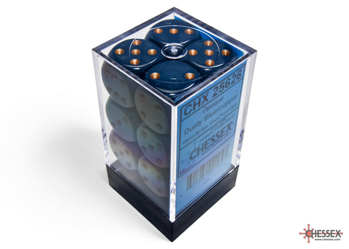 Opaque Dusty Blue/copper 16mm d6 Dice Block (12 dice)
