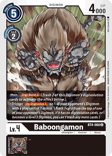 Baboongamon - Great Legend - Uncommon - BT4-068 U