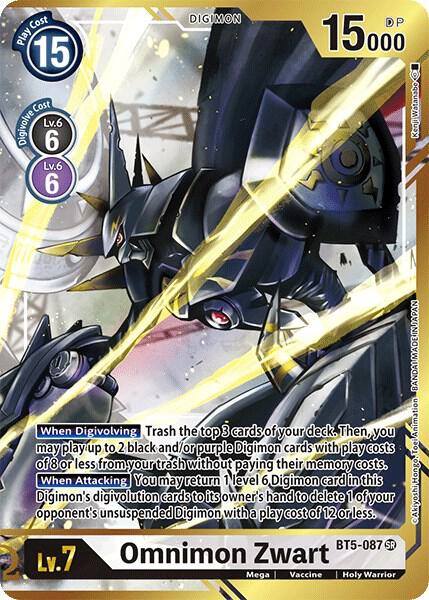 Omnimon Zwart (Alternate Art - Kenji Watanabe) - Battle of Omni - Super Rare - BT5-087 SR