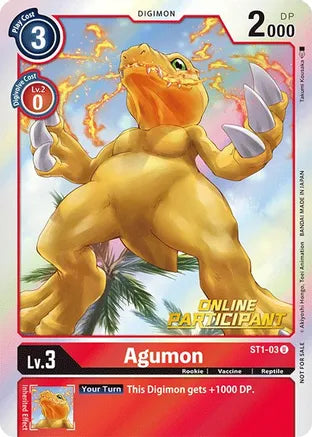 Agumon - ST1-03 (2021 Championship Online Regional) [Online Participant] - Starter Deck 01: Gaia Red - Promo - ST1-03 U