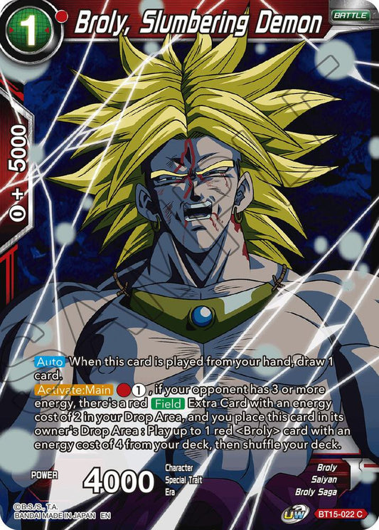 Broly, Slumbering Demon - Saiyan Showdown - Common - BT15-022