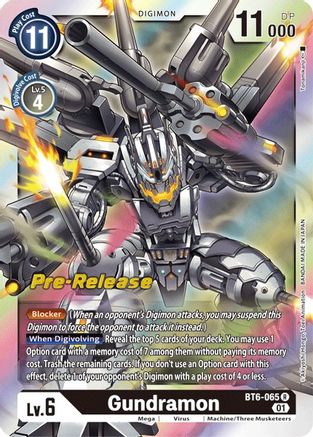 Gundramon - Double Diamond Pre-Release Cards - Rare - BT6-065 R