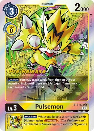 Pulsemon - Double Diamond Pre-Release Cards - Rare - BT6-033 R