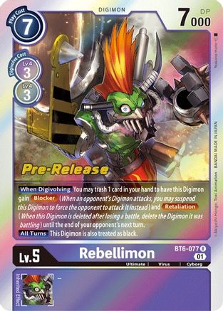 Rebellimon - Double Diamond Pre-Release Cards - Rare - BT6-077 R