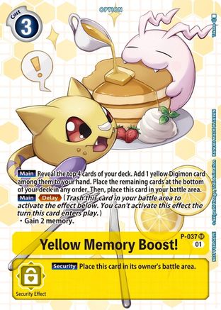 Yellow Memory Boost! - P-037 (Next Adventure Box Promotion Pack) - Digimon Promotion Cards - Super Rare - P-037 SR