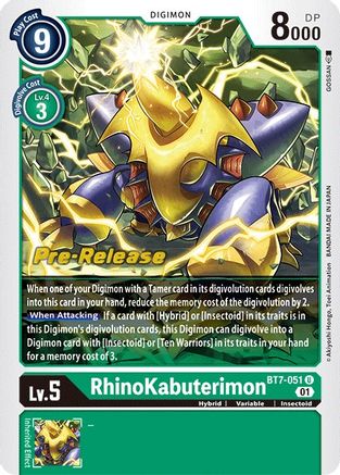 Rhinokabuterimon - Next Adventure Pre-Release Cards - Uncommon - BT7-051 U