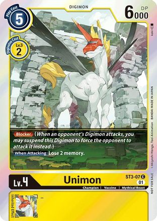 Unimon - ST3-07 (Official Tournament Pack Vol.4) - Starter Deck 03: Heaven's Yellow - Common - ST3-07 C