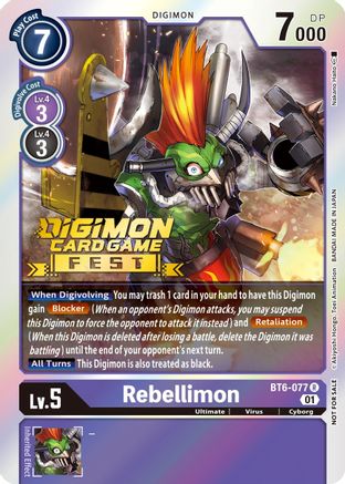 Rebellimon (Digimon Card Game Fest 2022) - Double Diamond - Promo - BT6-077 R