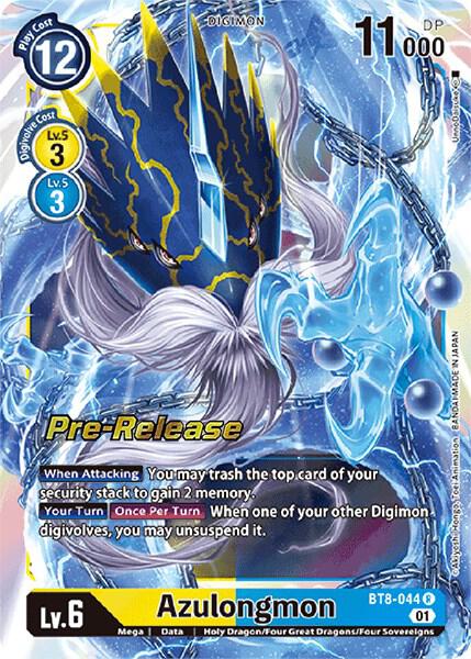 Azulongmon - New Awakening Pre-Release Cards - Rare - BT8-044 R