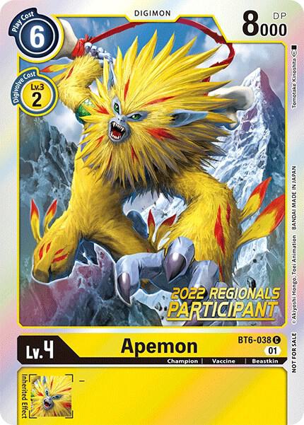 Apemon (2022 Championship Online Regional) [Online Participant] - Double Diamond - Common - BT6-038 C