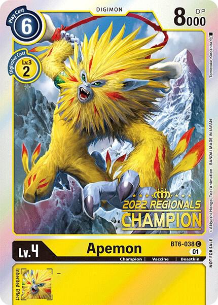 Apemon (2022 Championship Online Regional) [Online Champion] - Double Diamond - Common - BT6-038 C