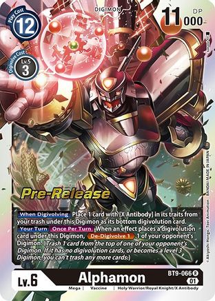 Alphamon - X Record Pre-Release Cards - Rare - BT9-066 R