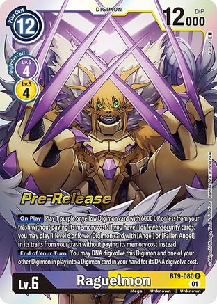 Raguelmon - X Record Pre-Release Cards - Rare - BT9-080 R