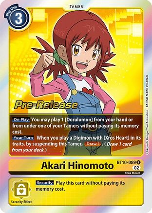 Akari Hinomoto - Xros Encounter Pre-Release Cards - Rare - BT10-089 R