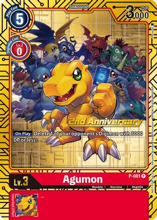 Agumon - P-001 (2nd Anniversary Card Set) - Digimon Promotion Cards - Promo - P-001 P