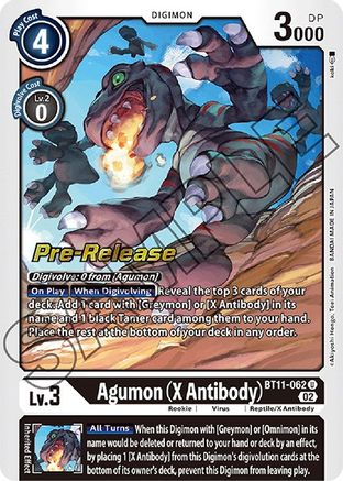 Agumon (X Antibody) - Dimensional Phase Pre-Release Cards - Uncommon - BT11-062 U