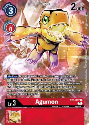 Agumon - BT5-007 (Digimon Royal Knights Card Set) - Battle of Omni - Promo - BT5-007 C