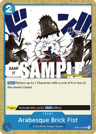 Arabesque Brick Fist - Paramount War Pre-Release Cards - UC - OP02-067