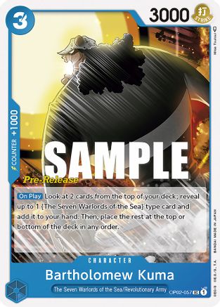 Bartholomew Kuma - Paramount War Pre-Release Cards - UC - OP02-057