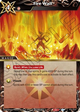 Fire Wall (Promotion Pack 2) - Battle Spirits Saga Promo Cards - Common - ST01-016