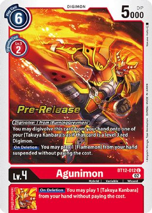 Agunimon - Across Time Pre-Release Cards - Uncommon - BT12-012 U