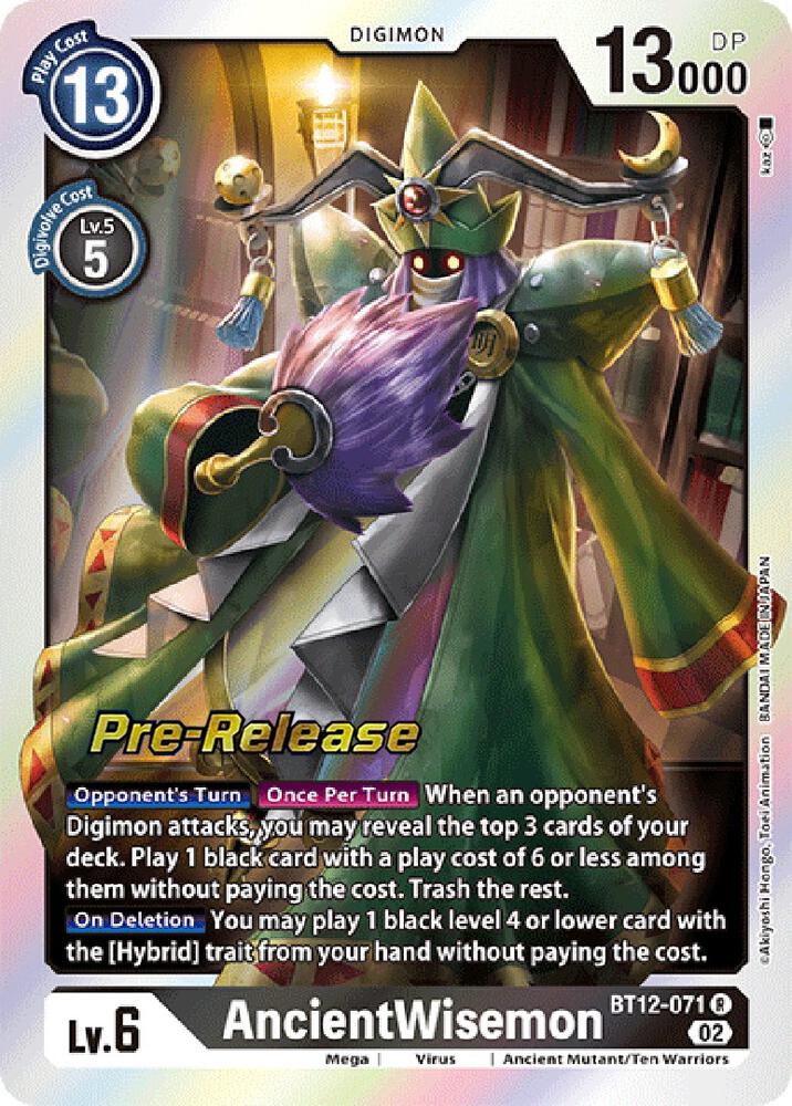 AncientWisemon - Across Time Pre-Release Cards - Rare - BT12-071 R