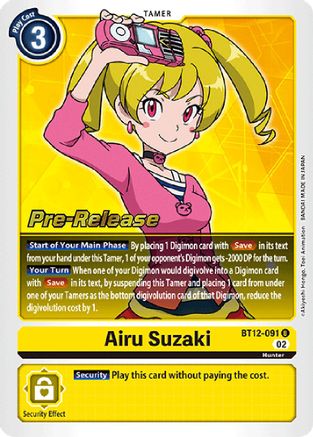 Airu Suzaki - Across Time Pre-Release Cards - Uncommon - BT12-091 U