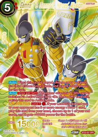 Gamma 1 & Gamma 2, Heroes' Mission (SPR) - Critical Blow - Special Rare - BT22-021