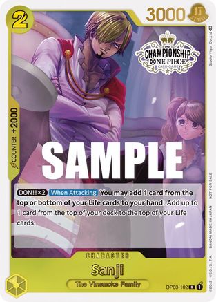 Sanji (Store Championship Participation Pack Vol. 2) - One Piece Promotion Cards - PR - OP03-102