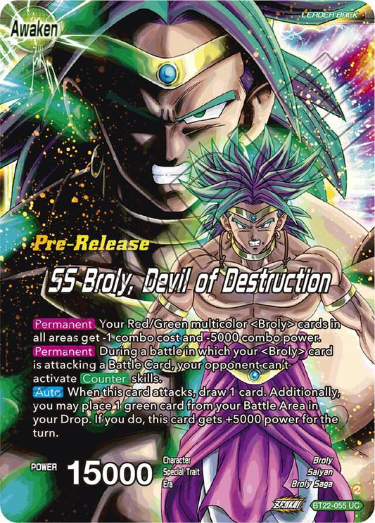Broly & Paragus // SS Broly, Devil of Destruction - Critical Blow Pre-Release Cards - Uncommon - BT22-055