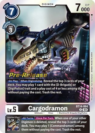 Cargodramon - Blast Ace Pre-Release Cards - Rare - BT14-064 R