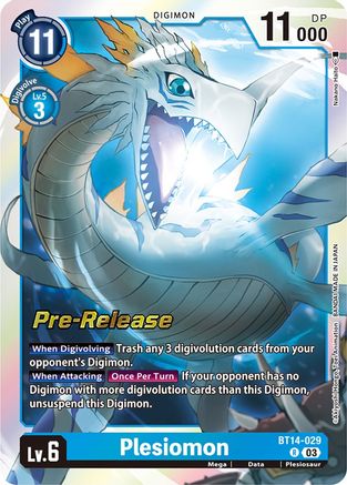 Plesiomon - Blast Ace Pre-Release Cards - Rare - BT14-029 R