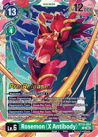 Rosemon (X Antibody) - Exceed Apocalypse Pre-Release Cards - Rare - BT15-054 R