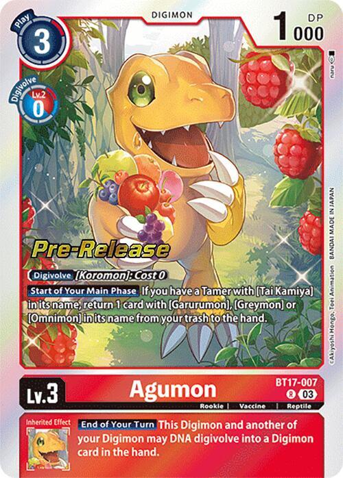 Agumon - Secret Crisis Pre-Release Cards - Rare - BT17-007 R