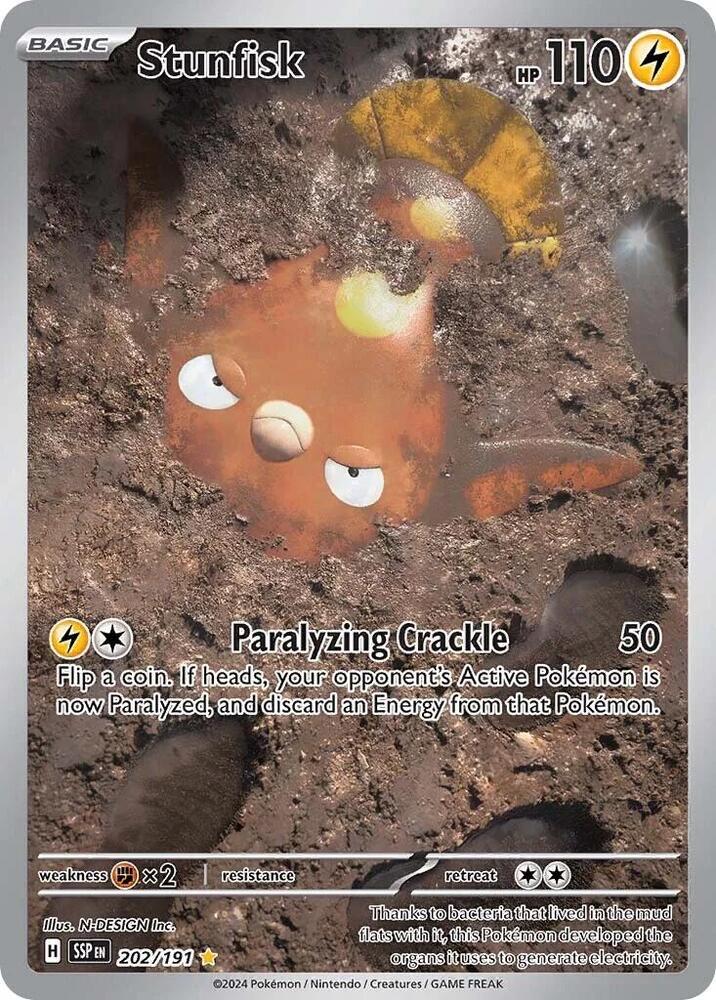 Stunfisk - 202/191 - SV08: Surging Sparks - Illustration Rare - 202/191