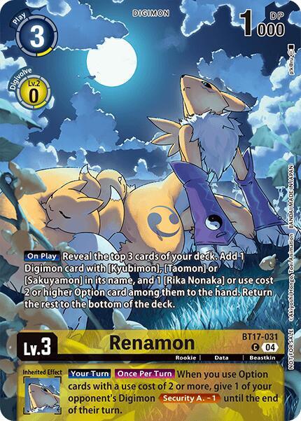 Renamon (Legend Pack 2024 Box Topper) - Chain of Liberation - Common - BT17-031 C