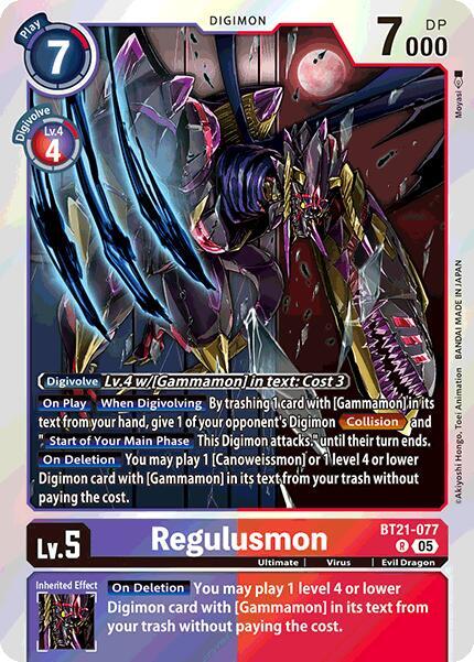 Regulusmon - World Convergence - Rare - BT21-077 R