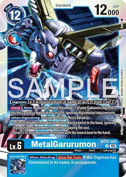 MetalGarurumon - Cyber Eden - Rare - BT22-026 R