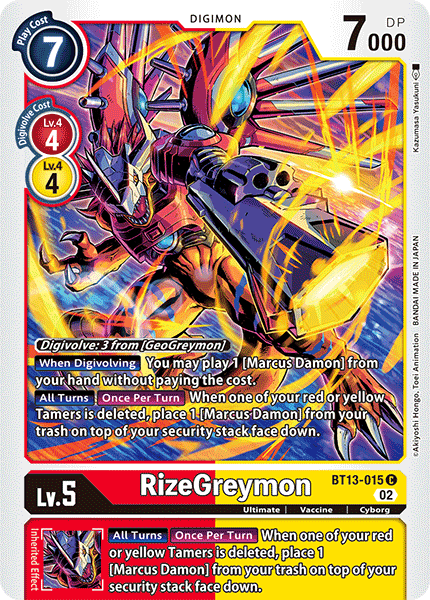 RizeGreymon - Versus Royal Knight Booster - Common - BT13-015 C