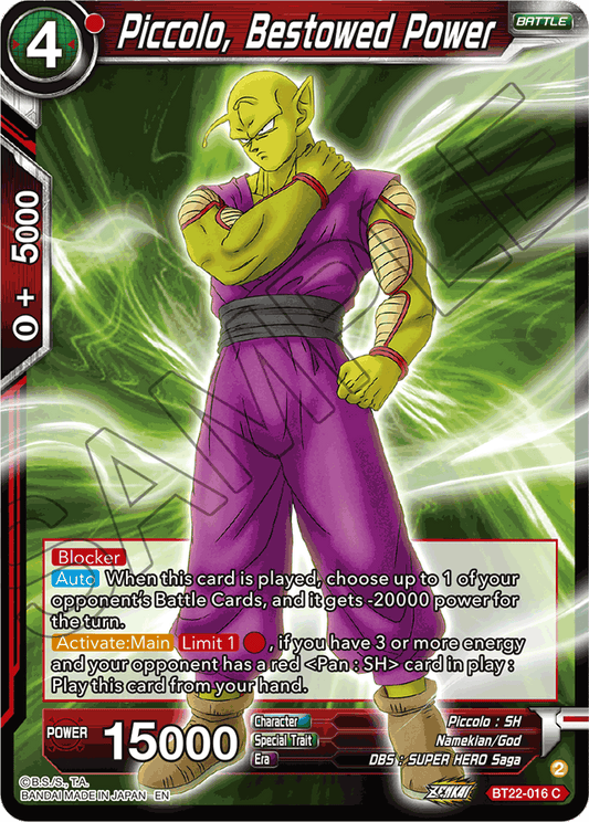 Piccolo, Bestowed Power - Critical Blow - Common - BT22-016