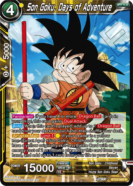 Son Goku, Days of Adventure - Critical Blow - Rare - BT22-089