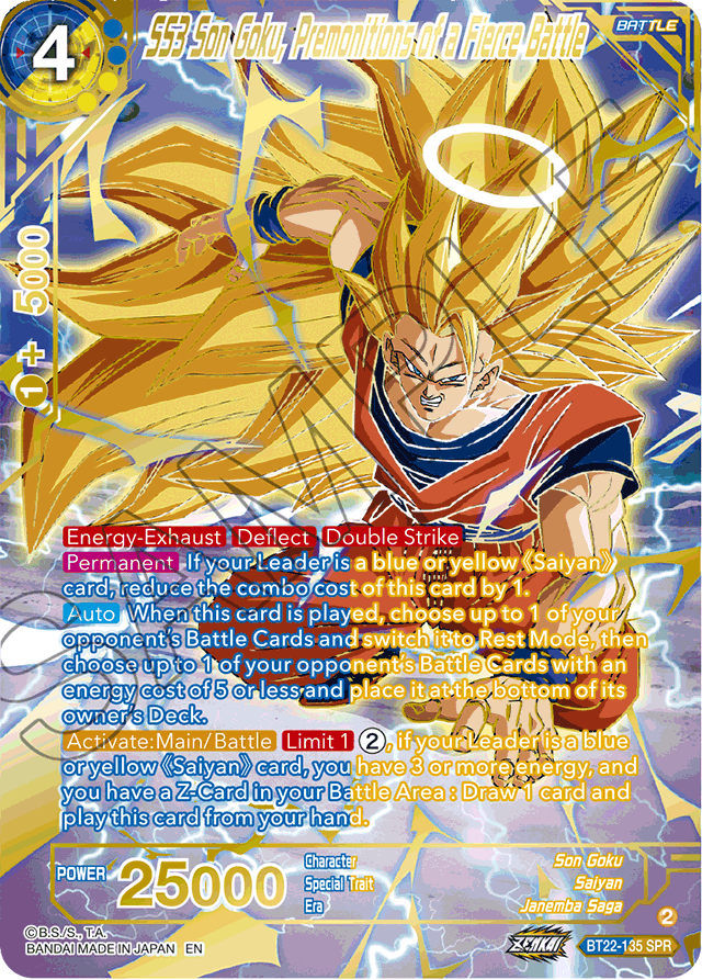 SS3 Son Goku, Premonitions of a Fierce Battle (SPR) - Critical Blow - Special Rare - BT22-135