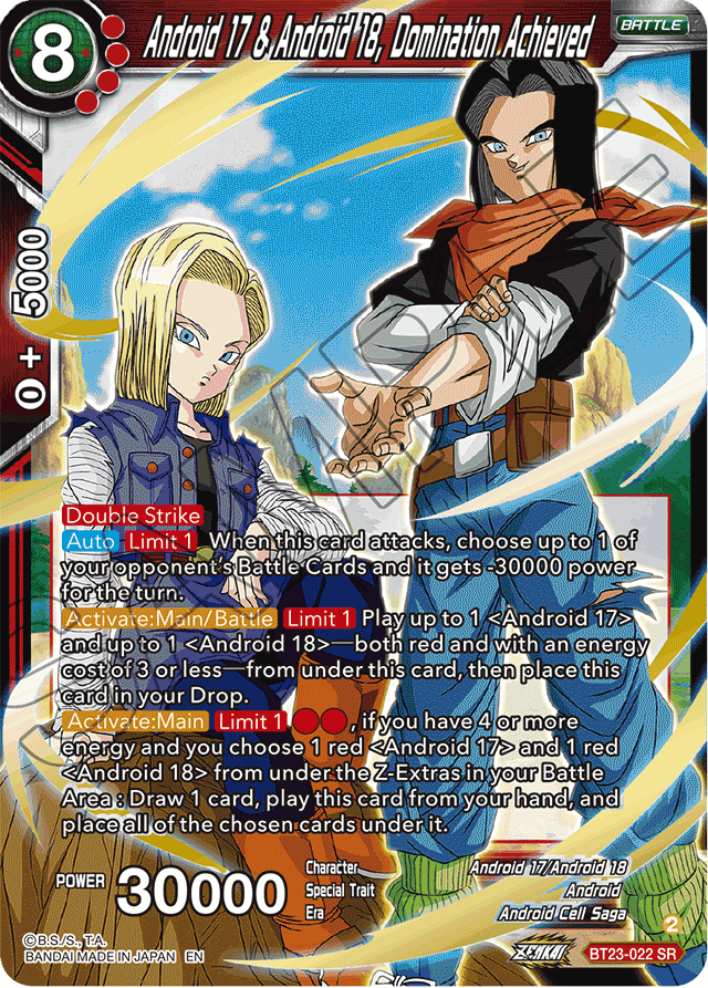 Android 17 & Android 18, Domination Achieved - Perfect Combination - Super Rare - BT23-022