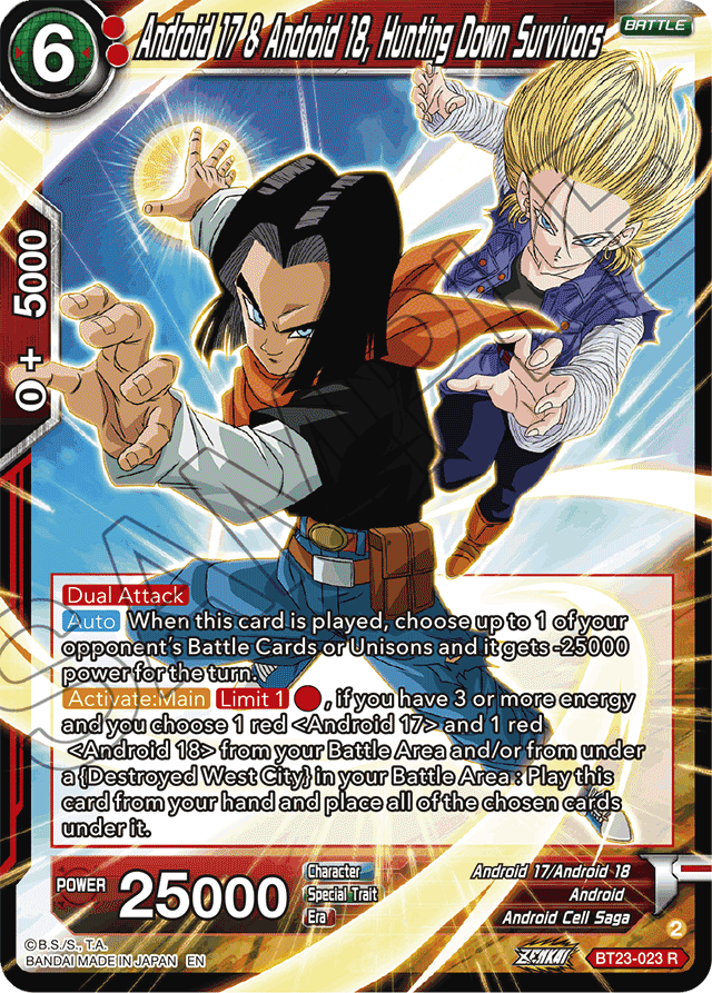 Android 17 & Android 18, Hunting Down Survivors - Perfect Combination - Rare - BT23-023