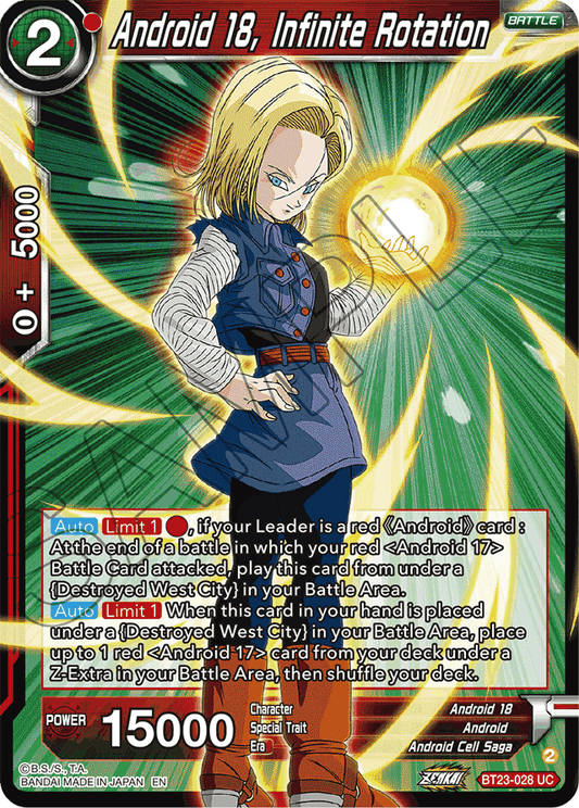 Android 18, Infinite Rotation - Perfect Combination - Uncommon - BT23-028