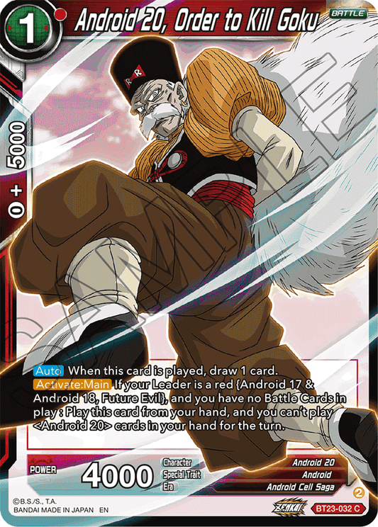 Android 20, Order to Kill Goku - Perfect Combination - Common - BT23-032