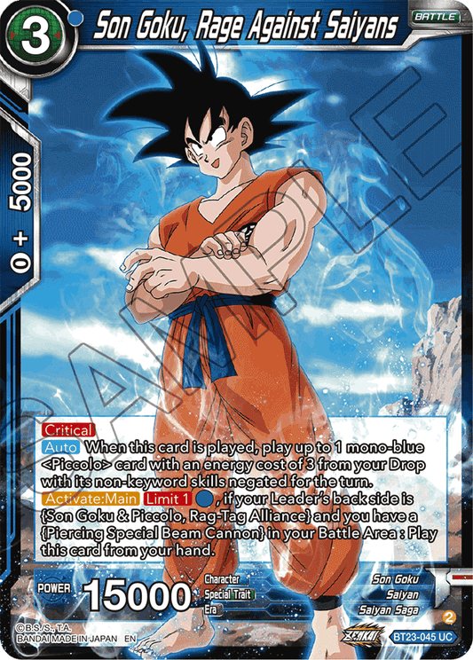 Son Goku, Rage Against Saiyans - Perfect Combination - Uncommon - BT23-045