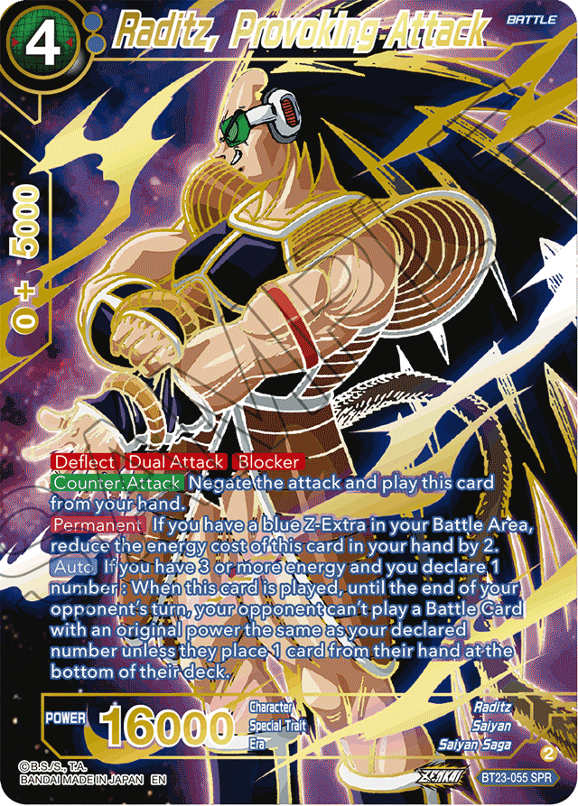 Raditz, Provoking Attack (SPR) - Perfect Combination - Special Rare - BT23-055