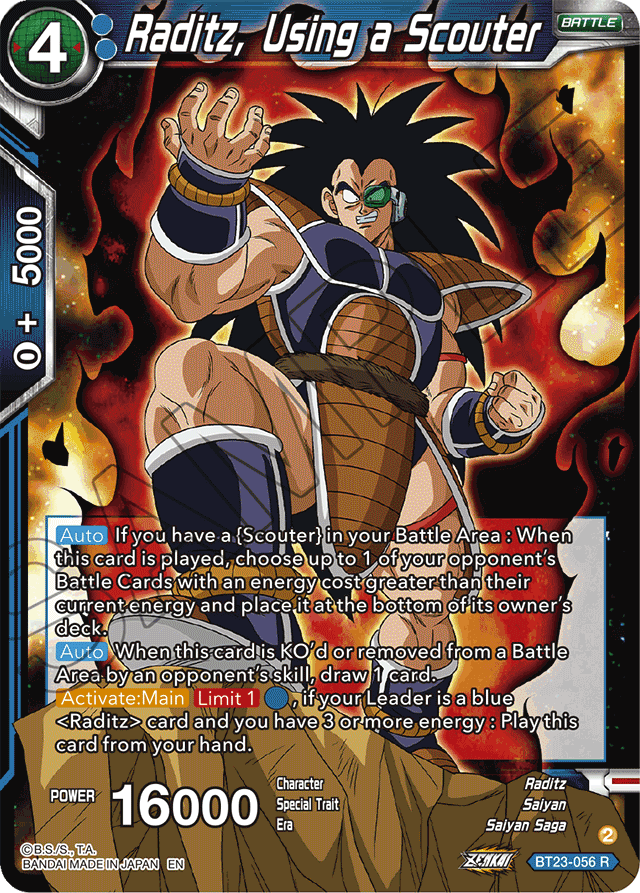 Raditz, Using a Scouter - Perfect Combination - Rare - BT23-056