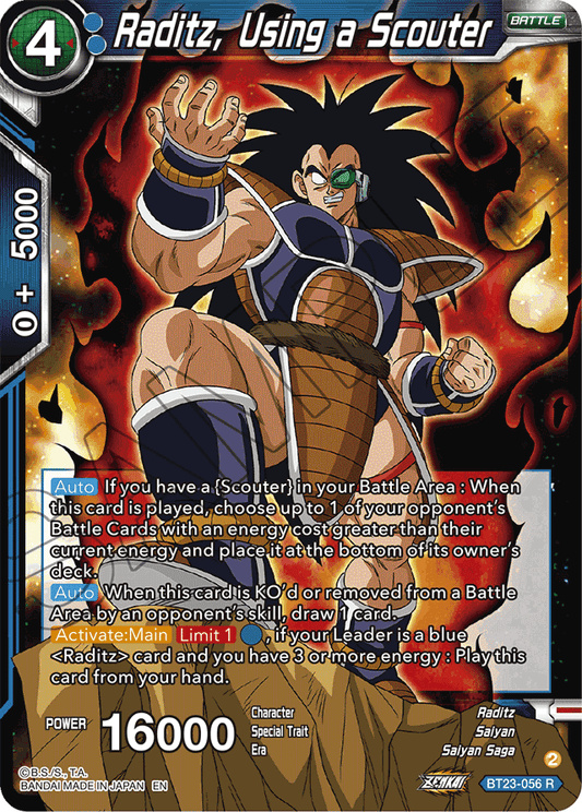 Raditz, Using a Scouter - Perfect Combination - Rare - BT23-056